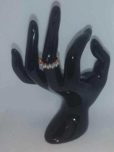 Straight White Chic Rhinestone Ring - Thumbnail 5