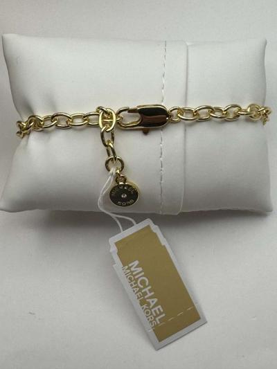 2009AIRT Michael Kors Pave Padlock Logo Chain Bracelet Goldt - Thumbnail 4