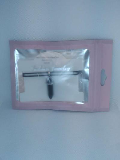 Onyx Glass Pendant Necklace - Thumbnail 5