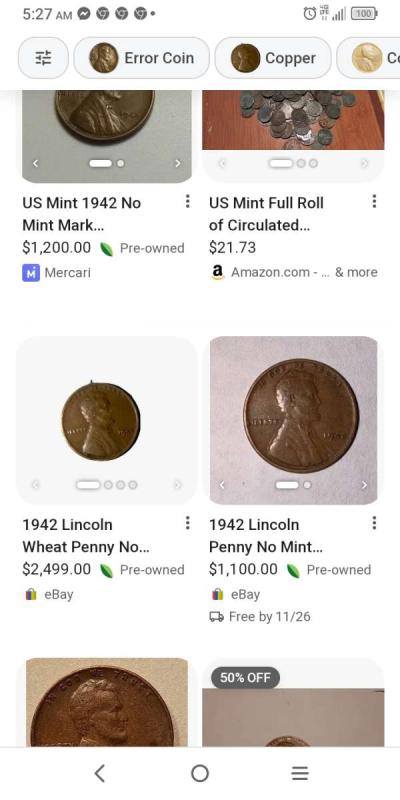 no mint stamp 1942 wheat penny - Thumbnail 5