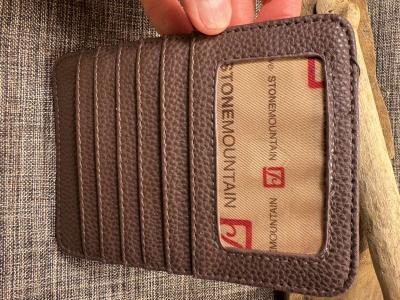 2038Stone Mountain Card Holder Brown Pebble Leather Embossed - Thumbnail 5