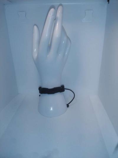 Faux Leather Bracelet 2 strap black - Thumbnail 2