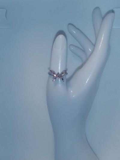 Silver Pink Butterfly Ring - Thumbnail 2