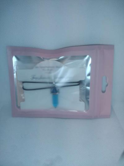 Blue Topaz Glass Pendant Necklace - Thumbnail 5