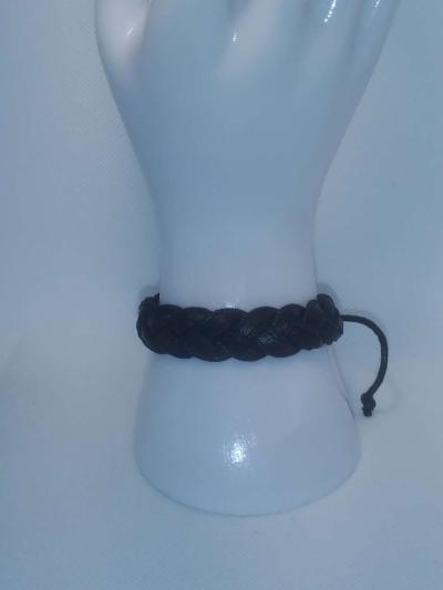 Faux Leather Bracelet braided black - Thumbnail 3