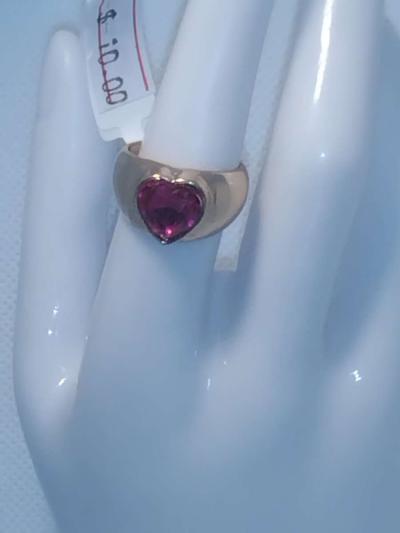 Pink Heart Chic Rhinestone Ring - Thumbnail 2