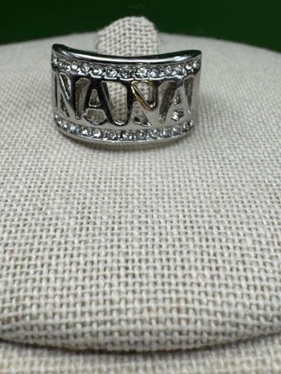 2034PTT Stainless With Rhinestones Nana Band Ring - Thumbnail 2