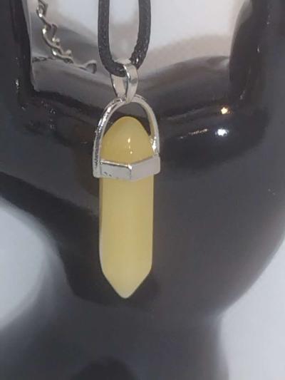 Yellow Topaz Glass Pendant Necklace - Thumbnail 2