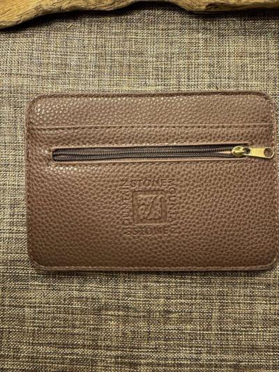 2038Stone Mountain Card Holder Brown Pebble Leather Embossed - Thumbnail 2
