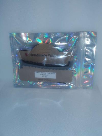 Faux Leather Bracelet back stitch black - Thumbnail 5