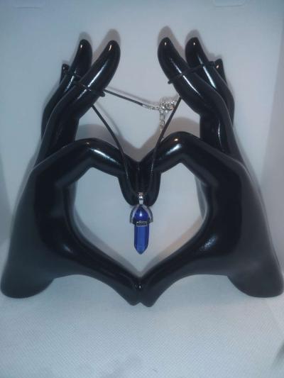 Sapphire Blue Glass Pendant Necklace - Thumbnail 3