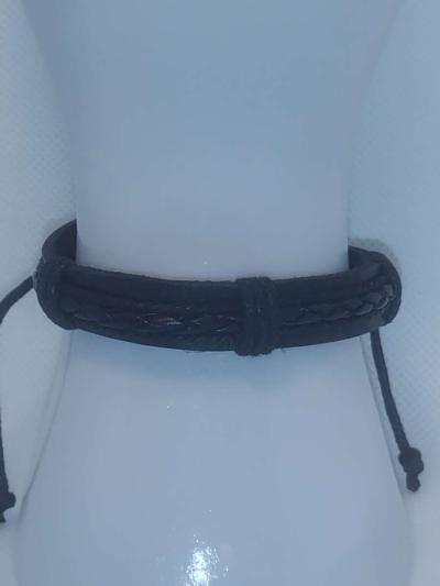 Faux Leather Bracelet braided cord black - Thumbnail 3