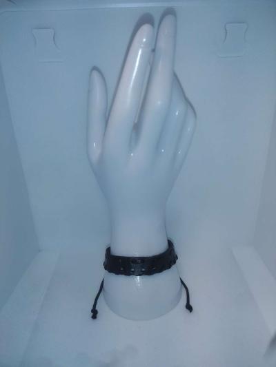 Faux Leather Bracelet straight black - Thumbnail 2