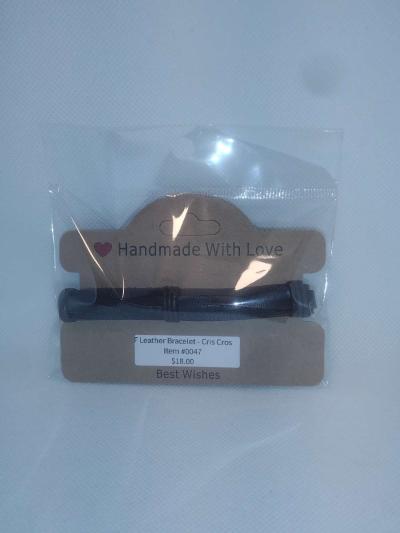 Faux Leather Bracelet criss cross brown - Thumbnail 4