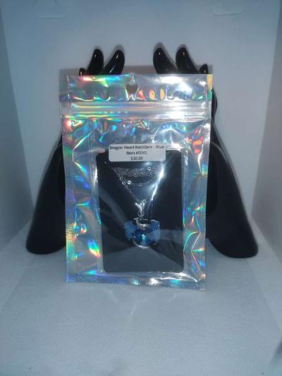 Dragon Heart Rhinestone Necklace Blue - Thumbnail 5