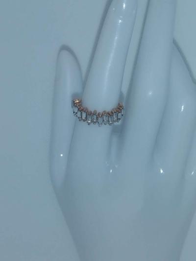 Straight White Chic Rhinestone Ring - Thumbnail 2