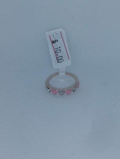 Pink White Hearts Chic Rhinestone Ring - Thumbnail 3