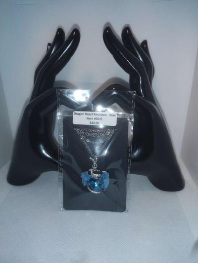 Dragon Heart Rhinestone Necklace Blue - Thumbnail 4