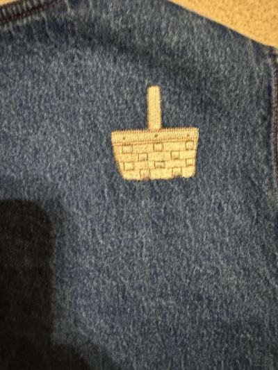 1046 New Womens Basket Decal Embroidered Denim Vest Blue Siz - Thumbnail 6