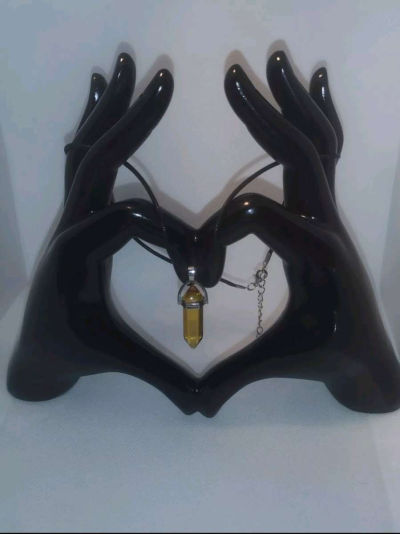 Citrine Glass Pendant Necklace - Thumbnail 3