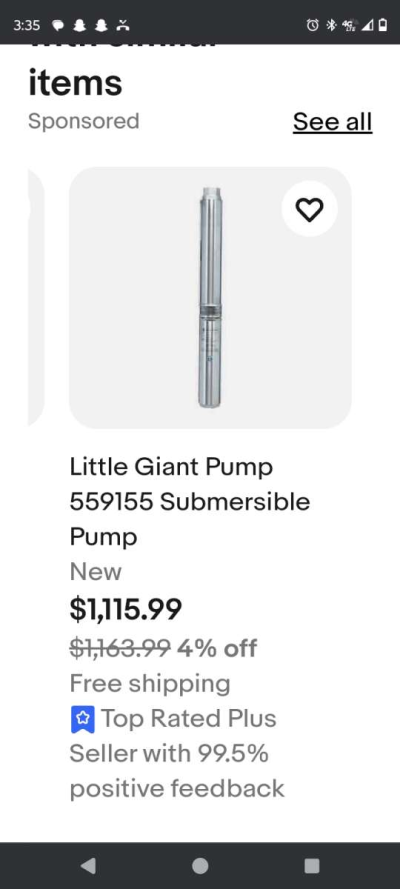 submersible continuous feed stainless steel 1 HP well pump - Thumbnail 3