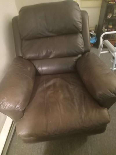 Brown leather recliner