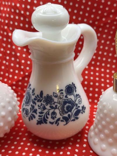 1049Three Avon Milk Glass Containers Two Pitchers  Bell - Thumbnail 6
