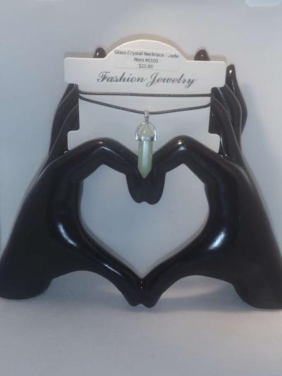 Jade Glass Pendant Necklace - Thumbnail 4