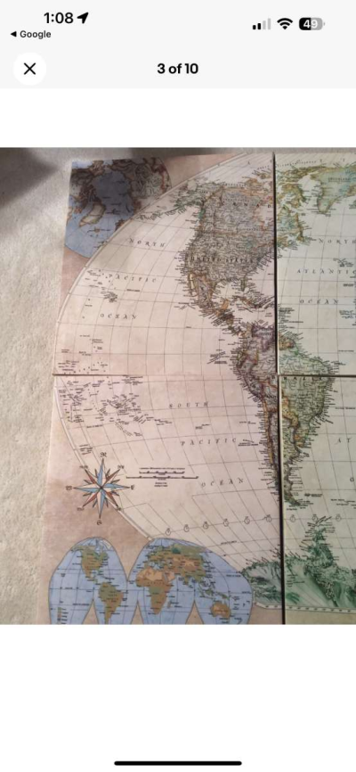 vintage world map art - Thumbnail 6