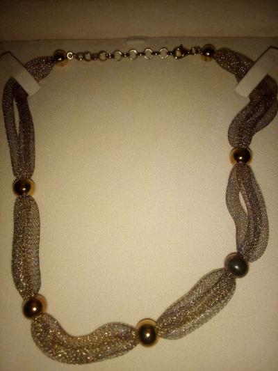 18k bonded sterling silver mesh necklace by Veronese Collect - Thumbnail 3