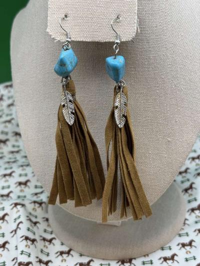 3002COI Myra Bag Musafir  Earrings Fringe Leather Tassel Ear - Thumbnail 6