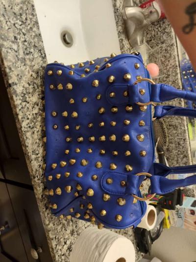 hand bag blue studs - Thumbnail 2