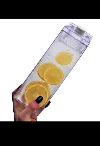 Milk Carton Water Bottle  Clear Square Milk Bottles BPA Free - Thumbnail 6