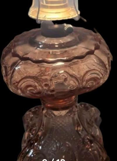 B  P PRINCESS FEATHER OIL LAMP COVERTED TO ELECTRIC - Thumbnail 2
