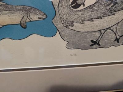 Arctic survival Nanogak Mabel Nigiyok lithograph - Thumbnail 4