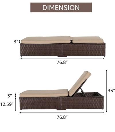 outdoor wicker chaise lounge set - Thumbnail 3