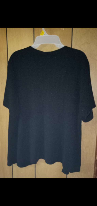 Womens Short Sleeve Black Blouse - Thumbnail 3