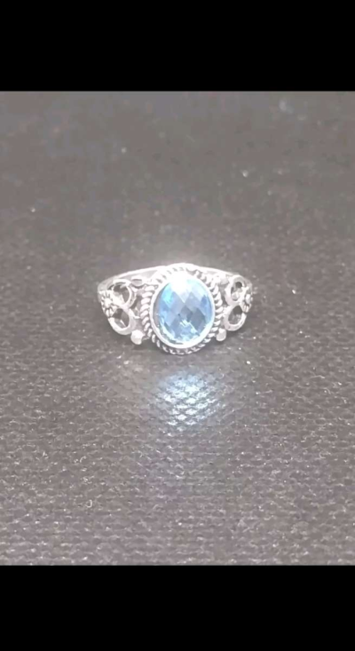 Blue Mirror Style Silver Ring - Thumbnail 6