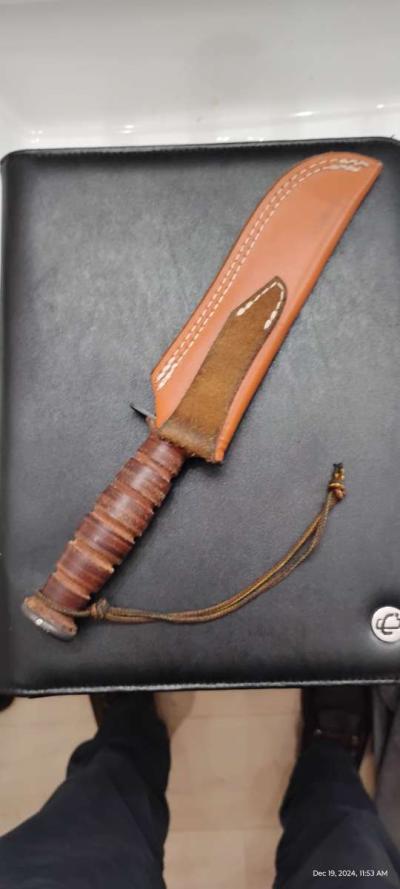 Commemorative 1992 USMC KaBar Fixed Blade Knife with Sheath - Thumbnail 5