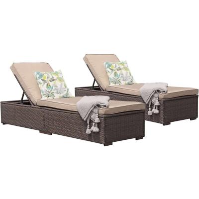 outdoor wicker chaise lounge set - Thumbnail 2