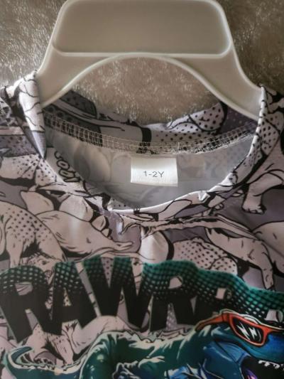 1 to 2 Years Boys Gray Dinosaur Outfit - Thumbnail 3