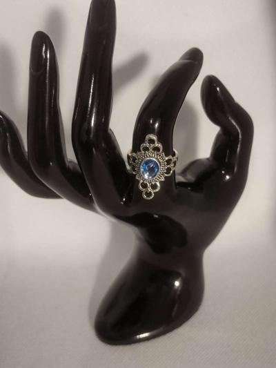 Blue Bohemian Style Silver Ring - Thumbnail 3