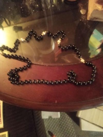 necklace black onyx 14 kgt gold - Thumbnail 2