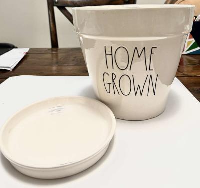 Rae Dunn Home Grown Glazed Ceramic 8 Inch Planter - Thumbnail 4