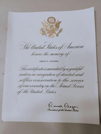 military in memory of signed by Ronald Reagan - Santa Rosa, California