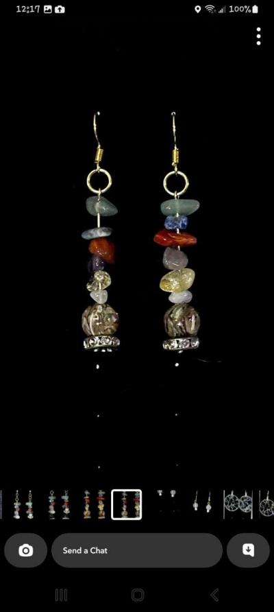Handcrafted gemstone dangle earrings - Thumbnail 2