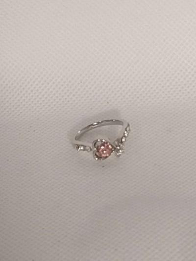 Pink Heart Silvery Ring - Thumbnail 4