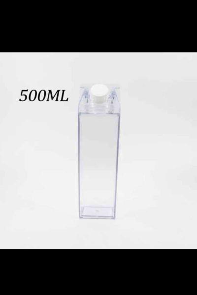Milk Carton Water Bottle  Clear Square Milk Bottles BPA Free - Thumbnail 3