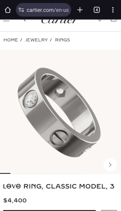 18k Cartier 3 Diamond Love Ring - Thumbnail 2