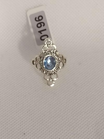 Blue Bohemian Style Silver Ring - Thumbnail 4